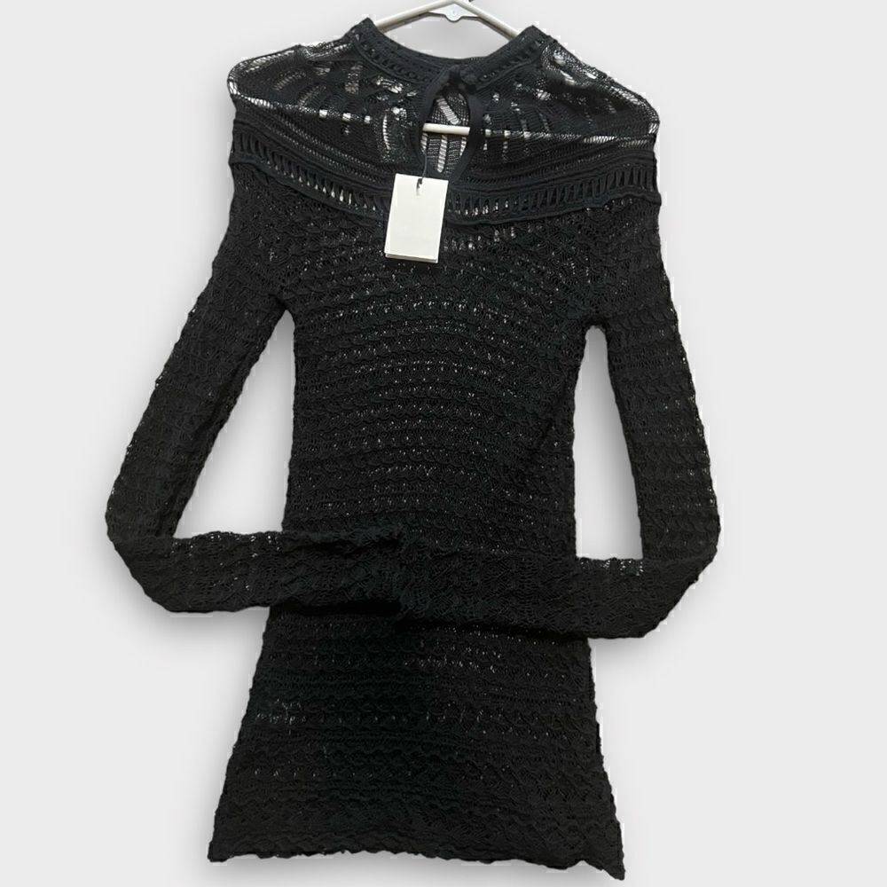 Isabel Marant Crochet Knit Top, Button Neck, NWT